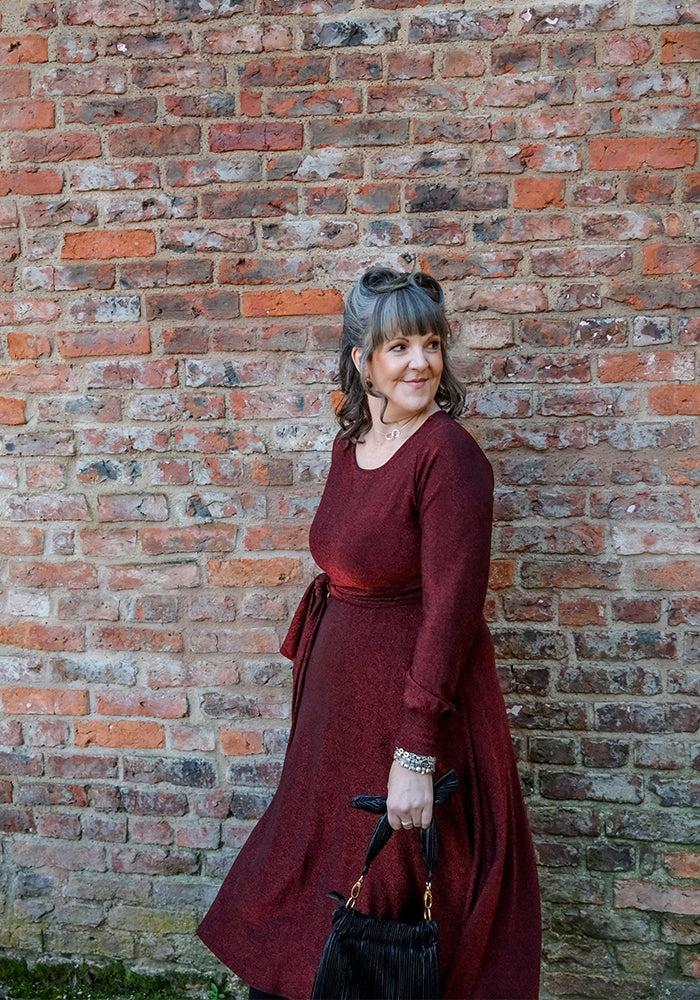 Third angle of Lumina Sparkle Tie Front Midi Dress