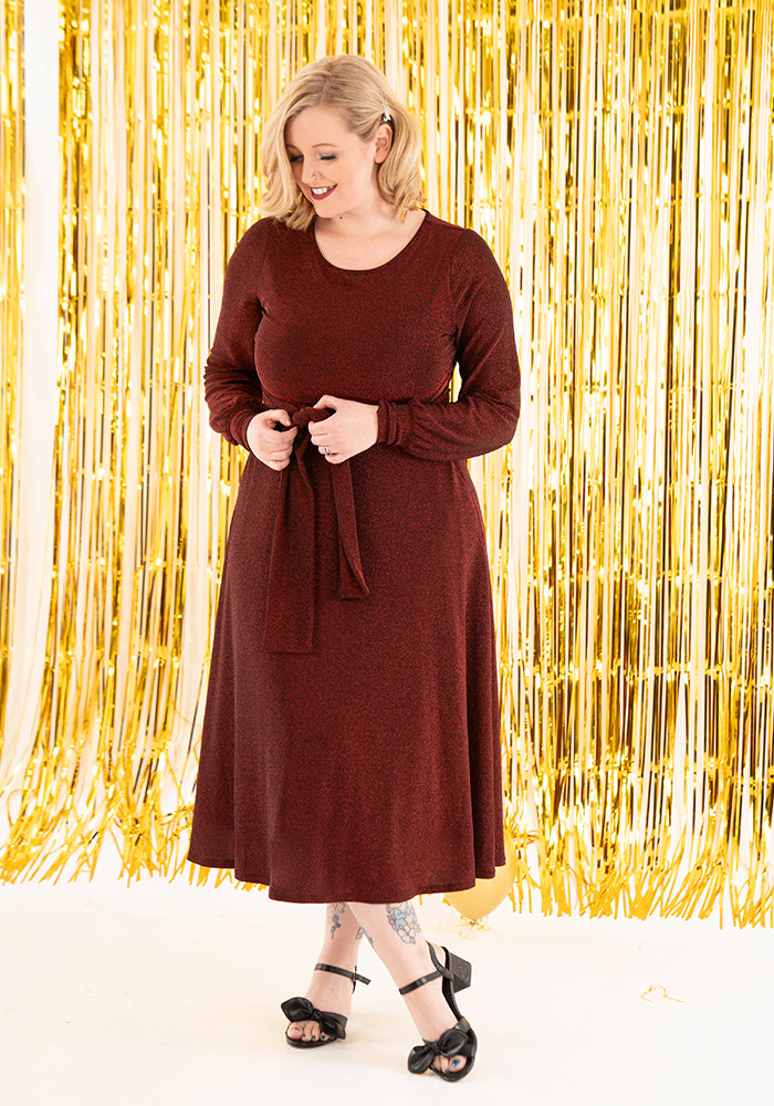 Sixth angle of Lumina Sparkle Tie Front Midi Dress