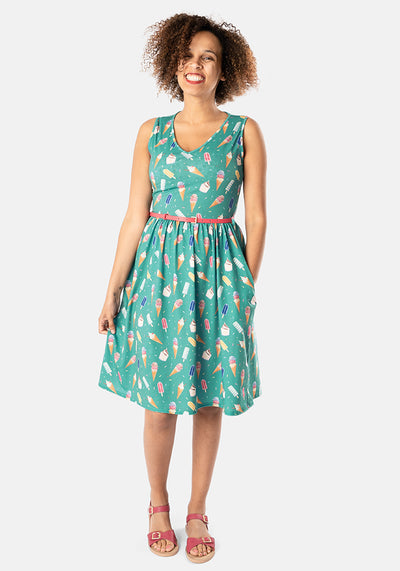 Lux Conversational Ice Cream Print Dress