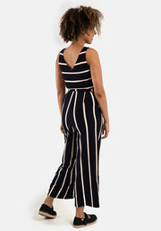 Lydia Navy & Light Pink Stripe Culotte Leg Jumpsuit