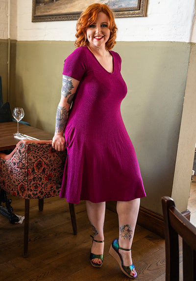 Lynx Magenta Sparkle Trapeze Dress