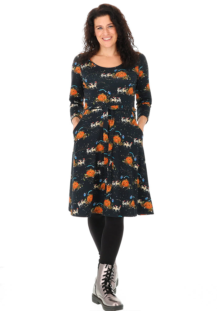 Lysandria Fairytale Carriage Print Cotton Dress