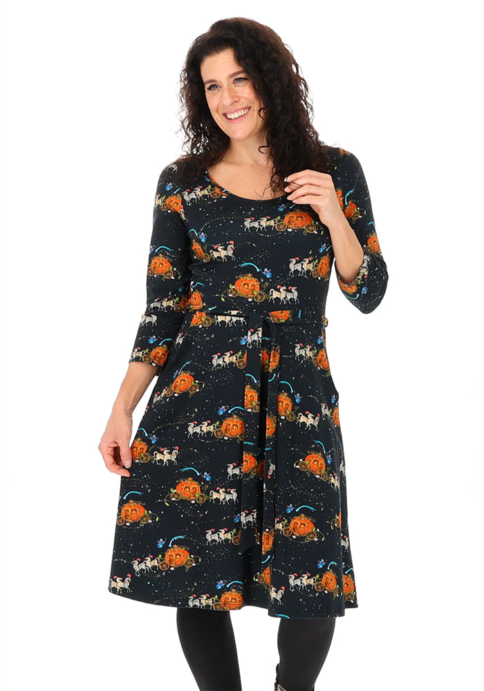 Lysandria Fairytale Carriage Print Cotton Dress