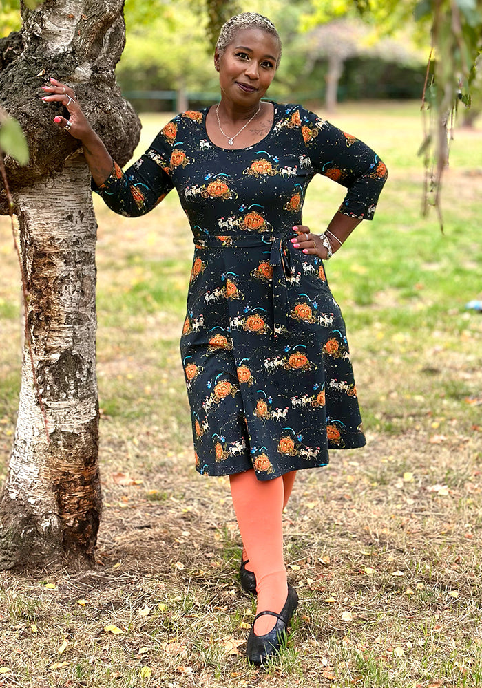 Lysandria Fairytale Carriage Print Cotton Dress