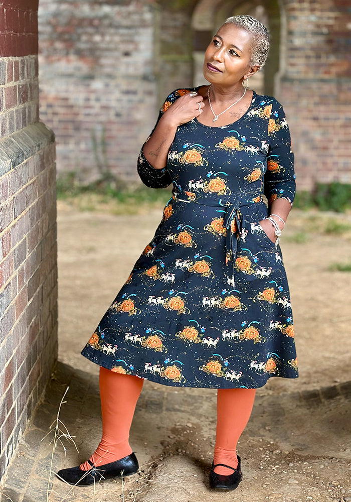 Lysandria Fairytale Carriage Print Cotton Dress