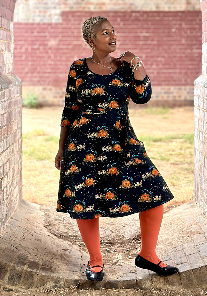 Lysandria Fairytale Carriage Print Cotton Dress