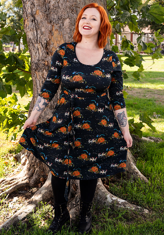 Lysandria Fairytale Carriage Print Cotton Dress