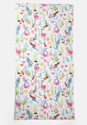 Large White Mermaid Print Towel