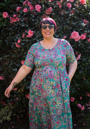 Milani Damask Paisley Print Tiered Hem Midaxi Dress