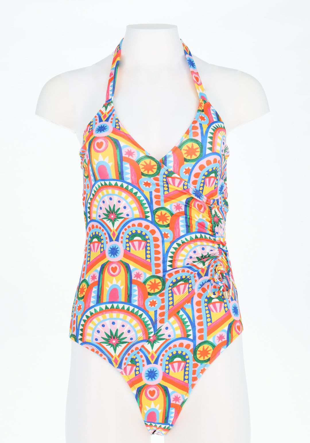 Seventh angle of Hand Painted Deco Halter Neck Swimsuit