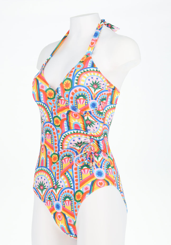 Third angle of Hand Painted Deco Halter Neck Swimsuit