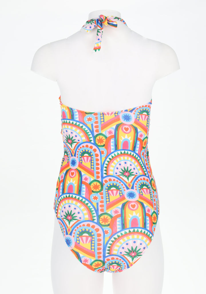 Fourth angle of Hand Painted Deco Halter Neck Swimsuit