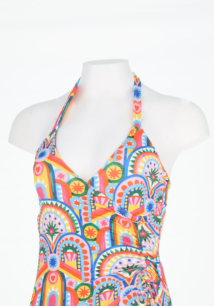 Sixth angle of Hand Painted Deco Halter Neck Swimsuit