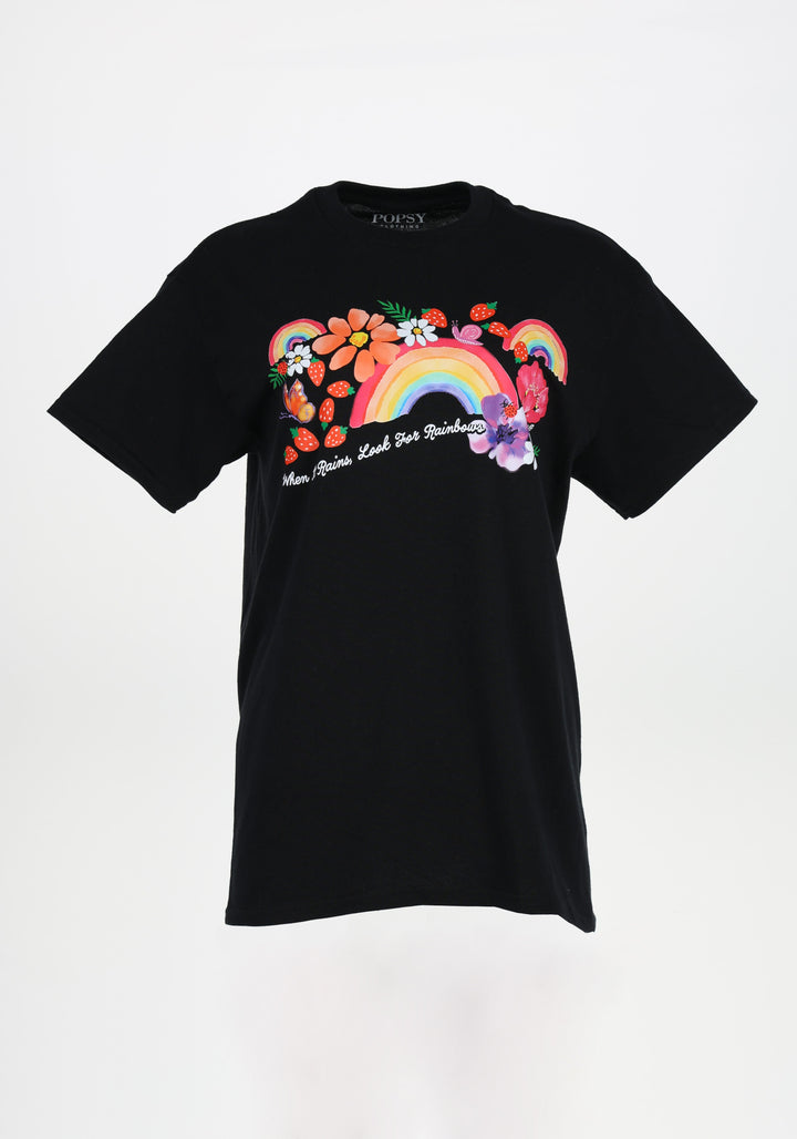 Second angle of Rainbow Graphic Print T-Shirt (Black)
