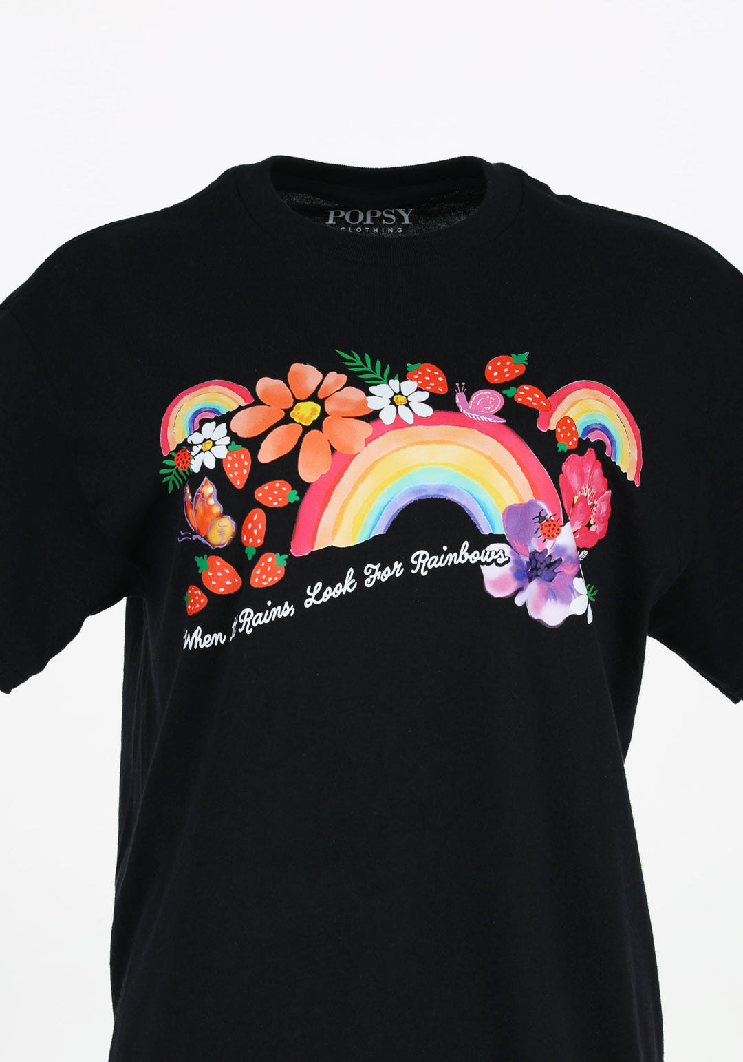 Fourth angle of Rainbow Graphic Print T-Shirt (Black)