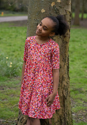 Children's Red Ditsy Print Dress (Bianca)