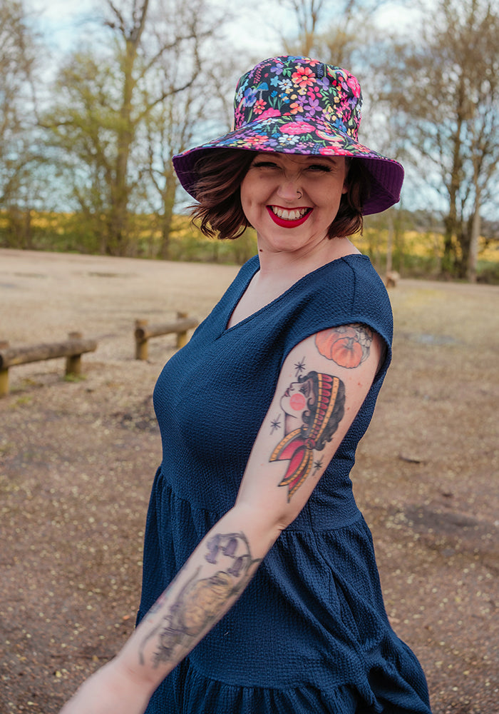 Rainbow Floral Print Bucket Hat