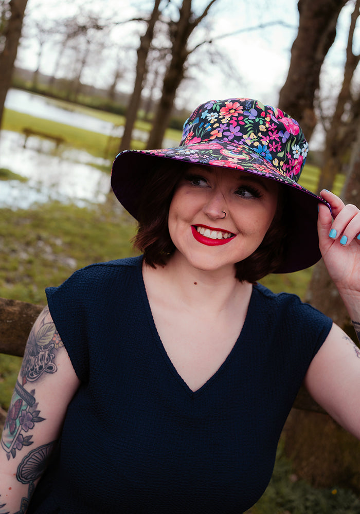 Rainbow Floral Print Bucket Hat