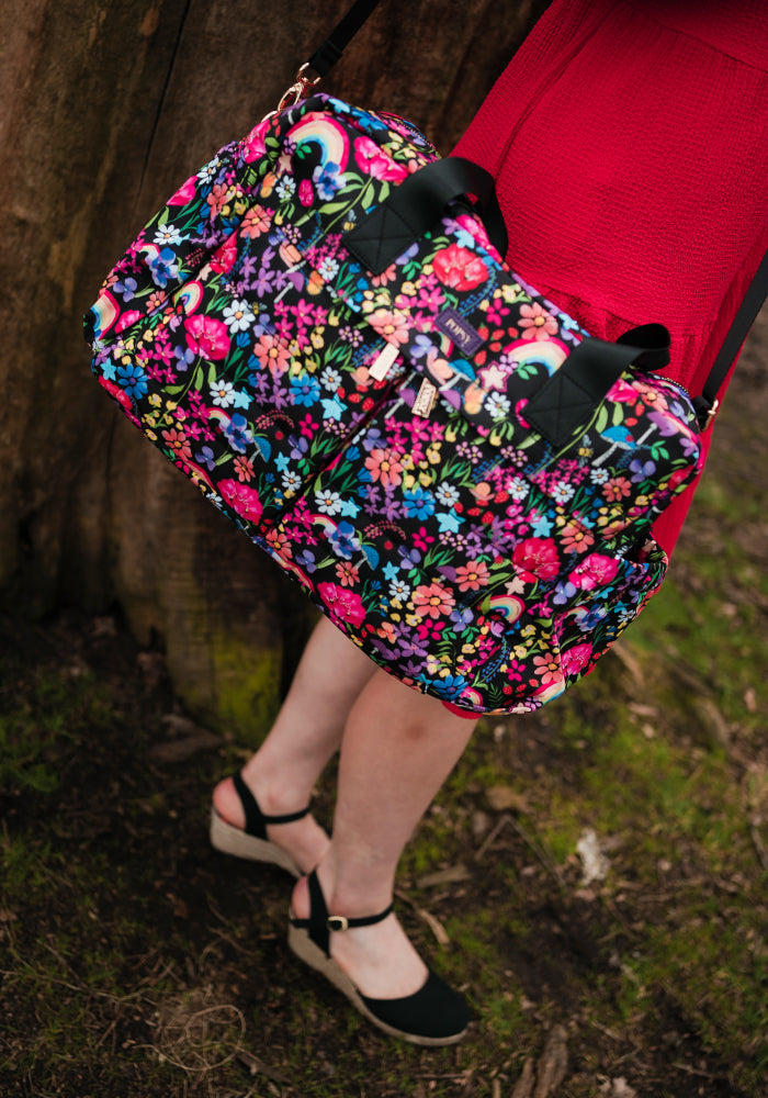 Garden Rainbow Floral Print Holdall