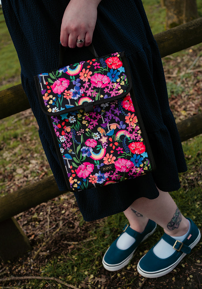 Fifth angle of Rainbow Floral Print Popsy Lunch Bag