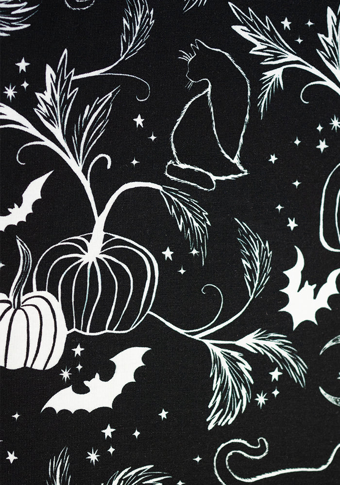 Mono Pumpkin &amp; Cat Print Adults T-Shirt