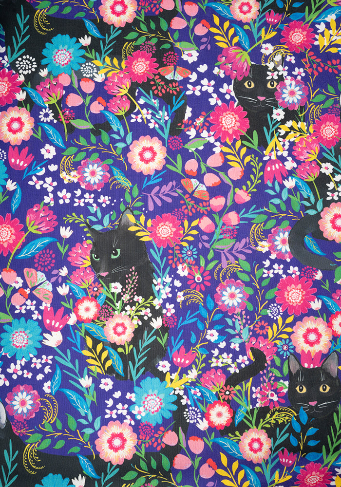 Children's Purple Hidden Cat Print Dress (Morgan)