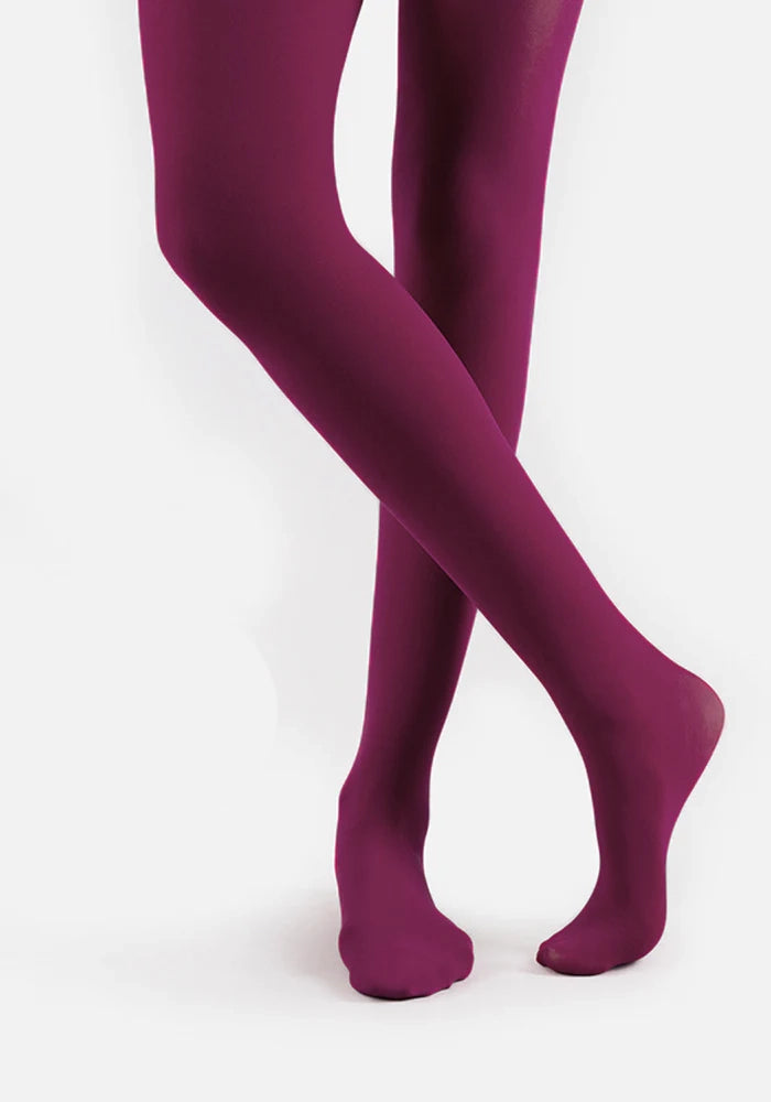 Front view of 160 Denier Opaque Premium Tights (Mulberry), enjoy all-day comfort with our rich Mulberry 160 denier tights.