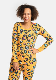 Mustard Animal Print Cotton Pyjama Set
