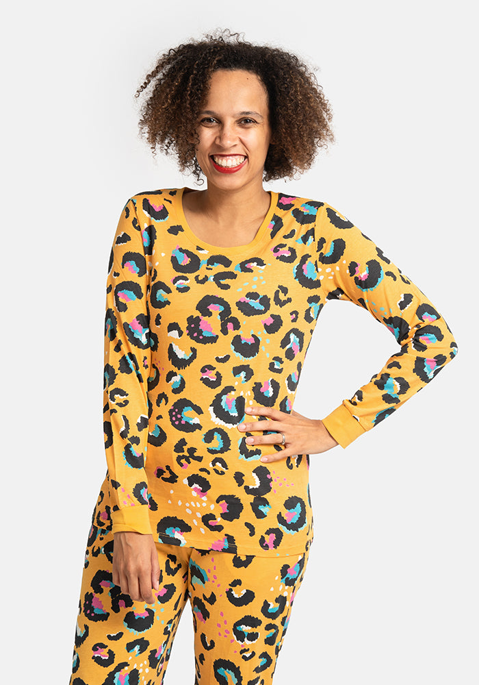 Mustard Animal Print Cotton Pyjama Set