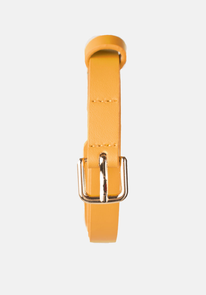 Front view of Mustard Statement PU Belt