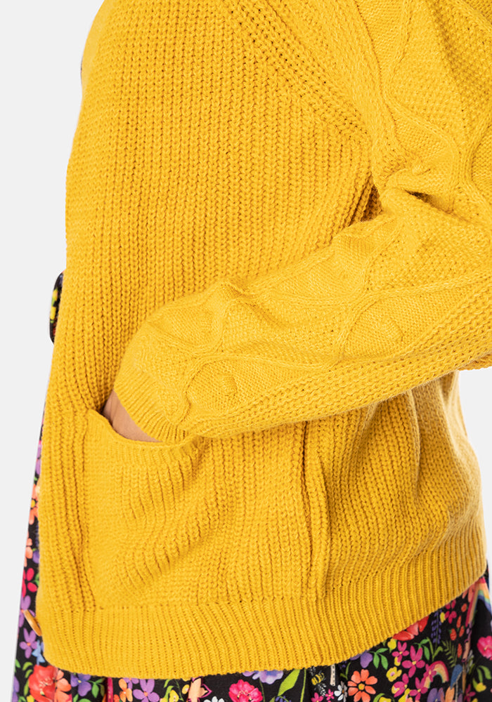 Mustard Cable Sleeve Cardigan