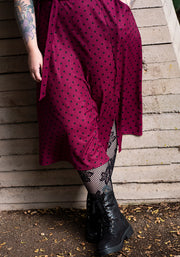 Macci Wine Polka Dot Print Midi Dress