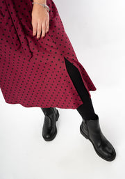Macci Wine Polka Dot Print Midi Dress