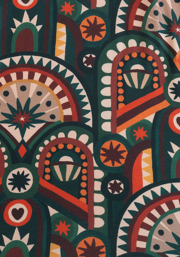 Maddox Hand Painted Deco Print Midaxi Dress