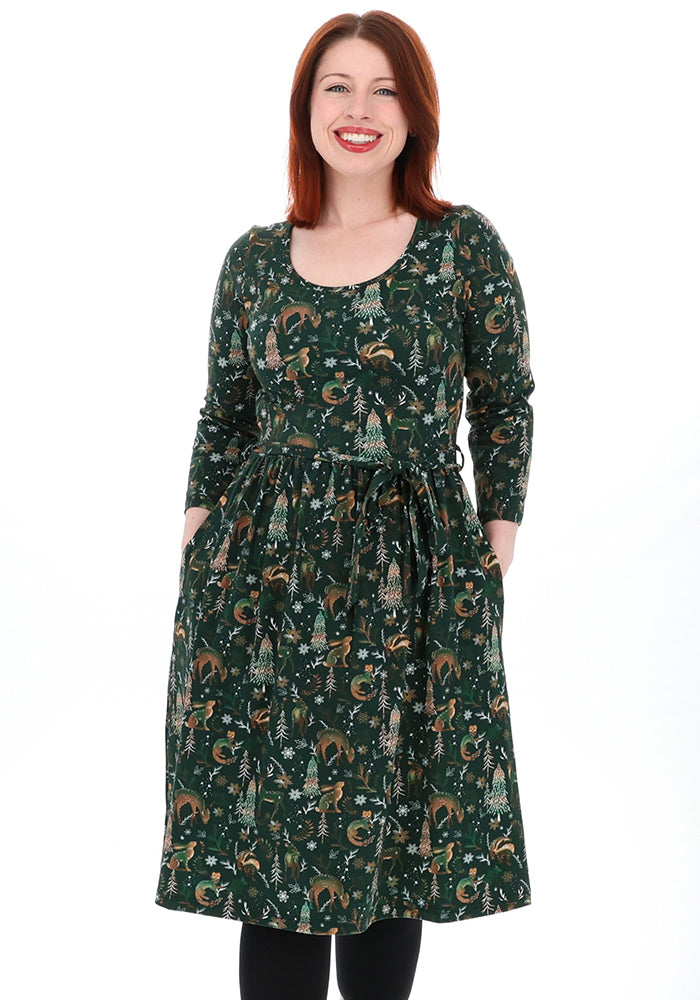 Madison Green Magical Woodland Print Cotton Dress