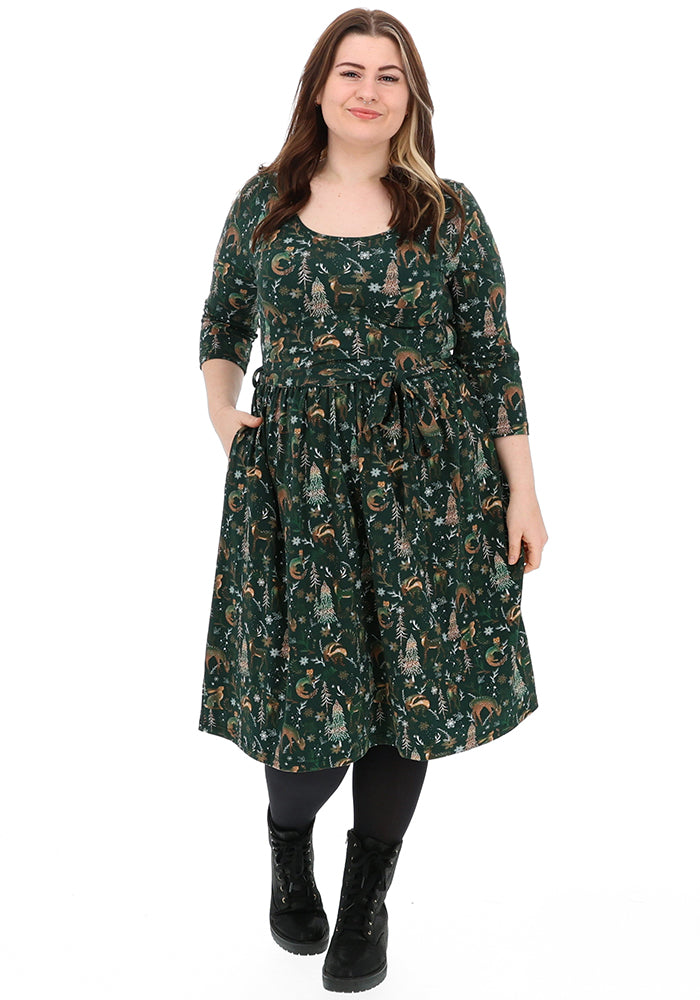Madison Green Magical Woodland Print Cotton Dress
