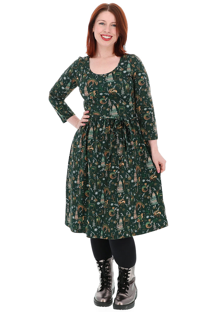 Madison Green Magical Woodland Print Cotton Dress