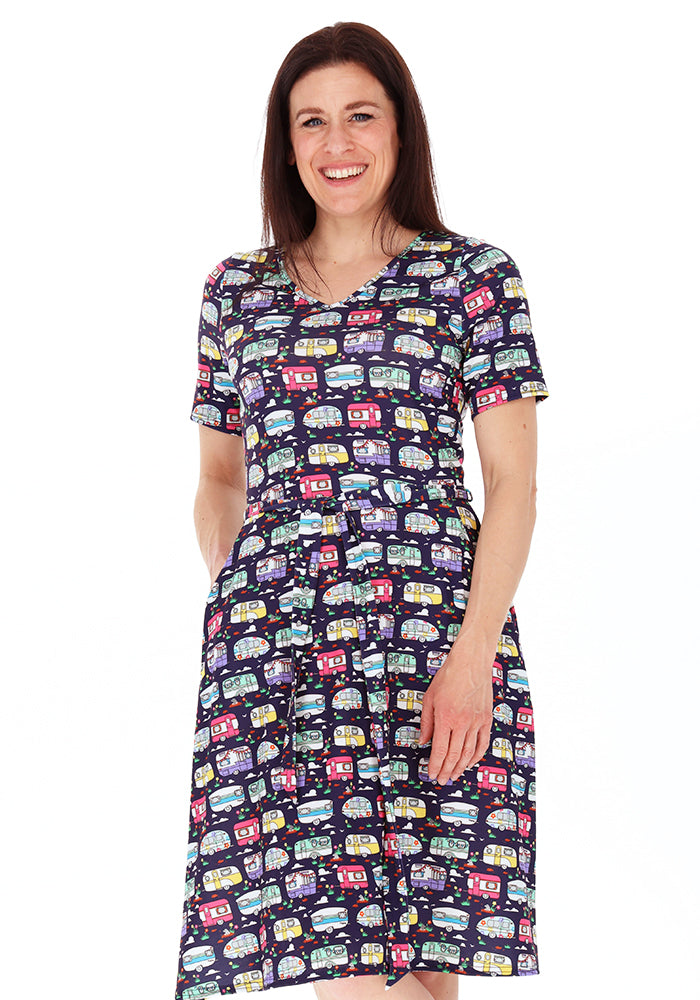 Fourth angle of Maeveline Vintage Caravan Print Jersey Dress