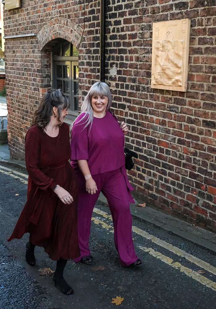 Diamond Magenta Sparkle Wide Leg Trousers