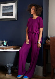 Diamond Magenta Sparkle Wide Leg Trousers