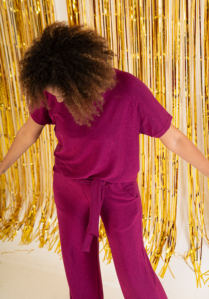 Sitara Magenta Sparkle Raglan Sleeve Top