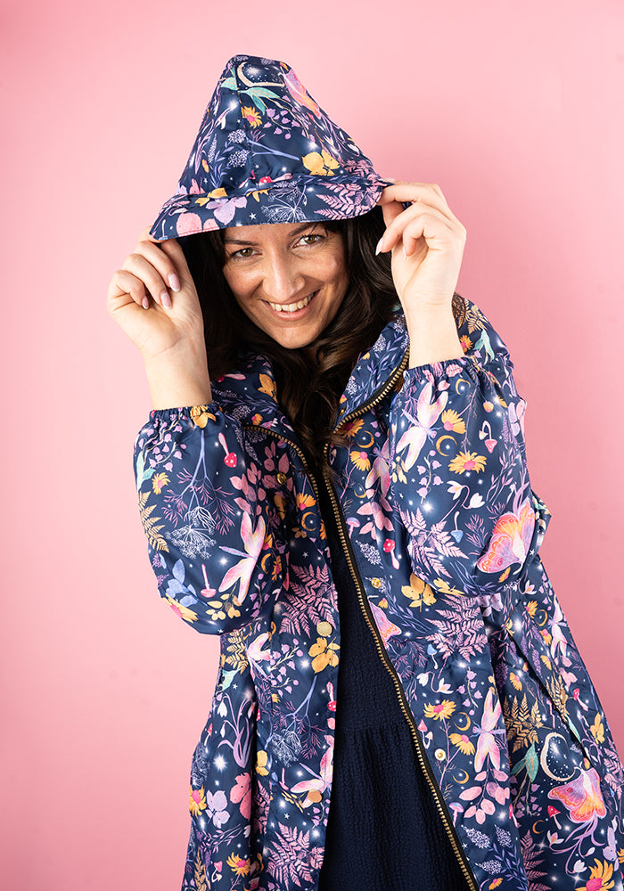Eighth angle of Magical Moth Print Popsy Coat