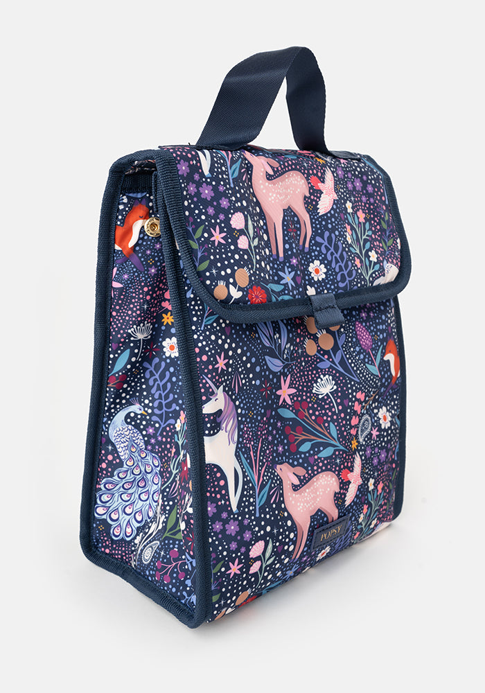 Front view of Magical Woodland Print Popsy Lunch Bag