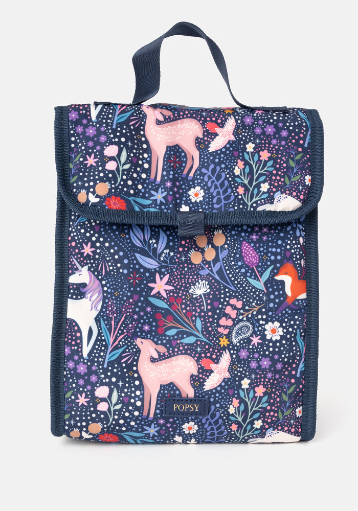 Third angle of Magical Woodland Print Popsy Lunch Bag