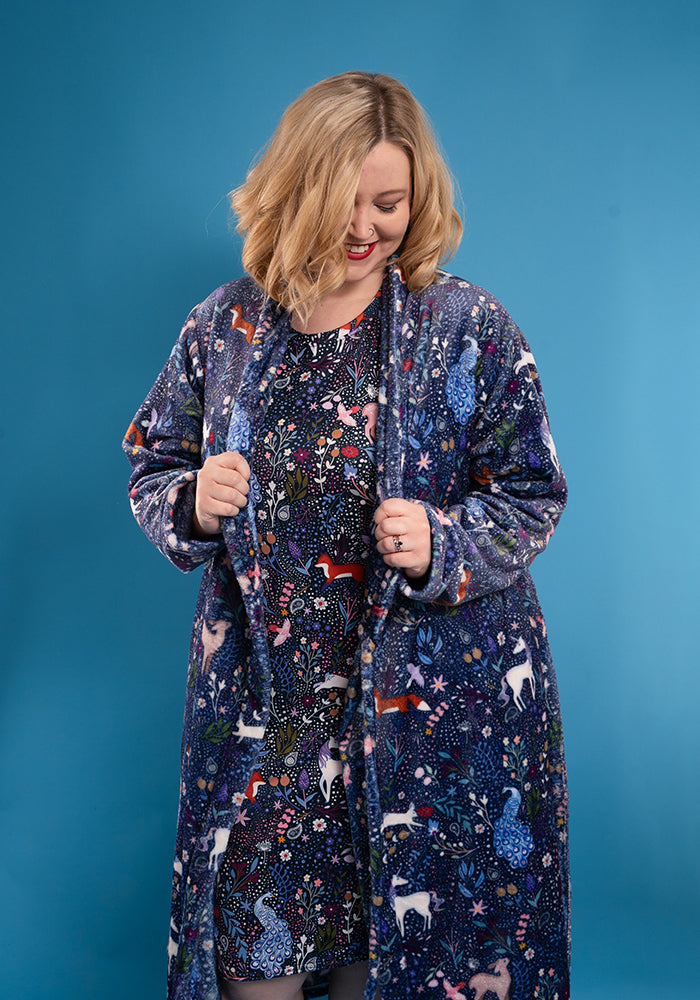 Magical Woodlands Print Fleece Dressing Gown