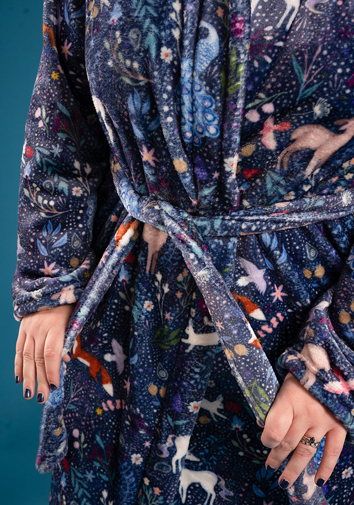 Magical Woodlands Print Fleece Dressing Gown