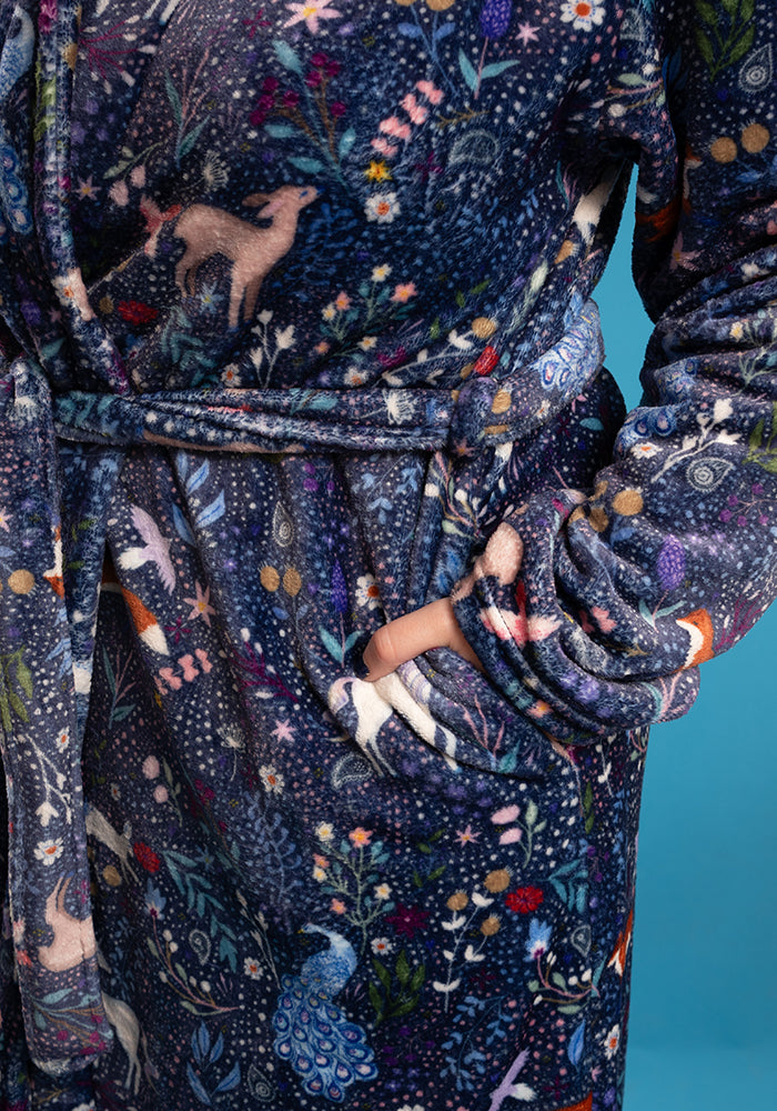 Magical Woodlands Print Fleece Dressing Gown