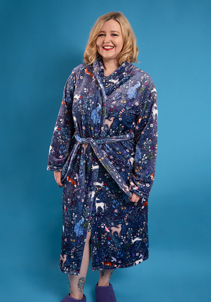Magical Woodlands Print Fleece Dressing Gown