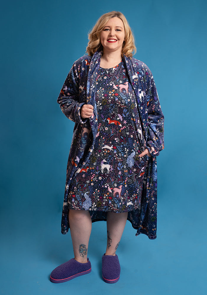 Magical Woodlands Print Fleece Dressing Gown
