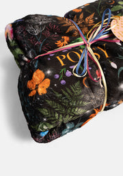 Pop-under Black Magical Moth Print Plush Blanket